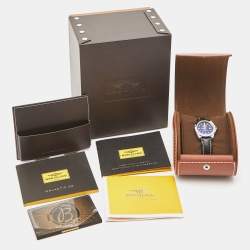 Pre Owned Breitling Black Diamond Stainless Steel Sahara Calfskin Leather Galactic Sleek W7133012/BF63/208X Women's Wristwatch 32 mm