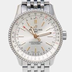 Pre Owned Breitling Silver Stainless Steel Navitimer A17395F41G1A1 Women's Wristwatch 35 mm