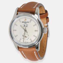 Breitling White Mother of Pearl Stainless Steel Transocean A1631012/A765 Automatic Men's Wristwatch 38 mm