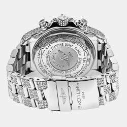Breitling Customised Black 15CT Diamond Stainless Steel Super Avenger A13370 Automatic Men's Wristwatch 48 mm