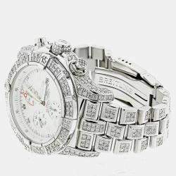 Breitling Customised White 15CT Diamond Stainless Steel Super Avenger A13370 Automatic Men's Wristwatch 48 mm