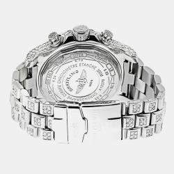 Breitling Customised White 15CT Diamond Stainless Steel Super Avenger A13370 Automatic Men's Wristwatch 48 mm