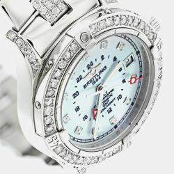 Breitling Customised White MOP Diamond Stainless Steel Colt A32350 Automatic Men's Wristwatch 40mm