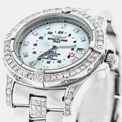Breitling Customised White MOP Diamond Stainless Steel Colt A32350 Automatic Men's Wristwatch 40mm