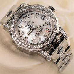 Breitling Customised White MOP 5.0CT Diamond Stainless Steel Colt A77387 Quartz Men's Wristwatch 33mm