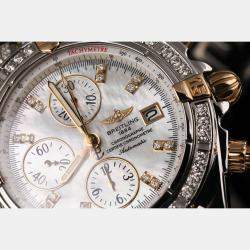Breitling Customised White MOP Diamond 18K Yellow Gold Stainless Steel  B13356 Automatic Men's Wristwatch 43 mm