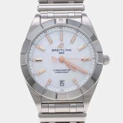 مملوكة مسبقًا Breitling Chronomat A77310 Quartz White Stainless Steel Women's Wristwatch 32 mm