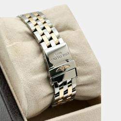 Pre Owned Breitling Galactic C71356 Quartz White Mother of Pearl Diamond Stainless Steel 18K Rose Gold Women's Wristwatch 32 mm