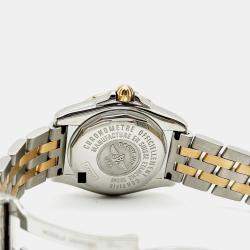 Pre Owned Breitling Galactic C71356 Quartz White Mother of Pearl Diamond Stainless Steel 18K Rose Gold Women's Wristwatch 32 mm