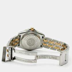 Pre Owned Breitling Galactic C71356 Quartz White Mother of Pearl Diamond Stainless Steel 18K Rose Gold Women's Wristwatch 32 mm
