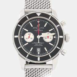 Pre Owned Breitling Superocean Heritage Chronograph A23320 Automatic Black Stainless Steel Men's Wristwatch 46mm