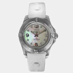 Pre Owned Breitling Colt A74389 Quartz White Diamonds Stainless Steel Women's Wristwatch 36 mm