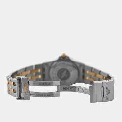 Pre Owned Breitling Galactic 30 C71340 Quartz White Yellow Gold Stainless Steel Women's Wristwatch 30 mm