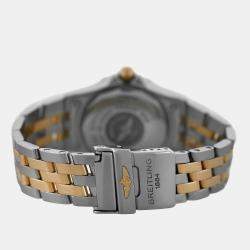 Pre Owned Breitling Galactic 30 C71340 Quartz White Yellow Gold Stainless Steel Women's Wristwatch 30 mm