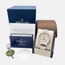Pre Owned Breitling Navitimer U17395 Automatic White diamonds 18k Rose Gold Stainless Steel Women's Wristwatch 35 mm