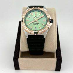 Pre Owned Breitling Super Chronomat U17356 Automatic Green diamonds 18k Rose Gold Stainless Steel Women's Wristwatch 38 mm