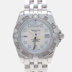 Pre Owned Breitling Cockpit Lady A71356 Quartz White Diamonds Stainless Steel Women's Wristwatch 32mm