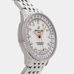 مملوكة مسبقًا ساعة يد نسائية مستعملة Navitimer A17395211A1A1 بريتلينغ ستانلس ستيل ألماس بيضاء أوتوماتيكية 35 مم