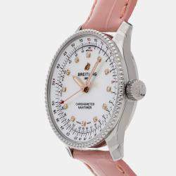 Pre Owned Pre-Owned Breitling Navitimer A17395211A1P3 Pink Automatic Diamond, Mother of Pearl Stainless Steel Men's Wristwatch 35 MM