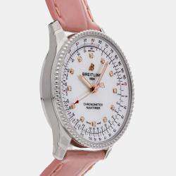 Pre Owned Pre-Owned Breitling Navitimer A17395211A1P3 Pink Automatic Diamond, Mother of Pearl Stainless Steel Men's Wristwatch 35 MM
