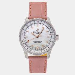 Pre Owned Pre-Owned Breitling Navitimer A17395211A1P3 Pink Automatic Diamond, Mother of Pearl Stainless Steel Men's Wristwatch 35 MM