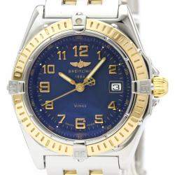 Pre Owned Breitling Blue 18K Yellow Gold And Stainless Steel Wings D67050 Quartz Women's Wristwatch 31 MM
