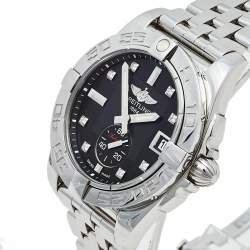 Breitling Black Stainless Steel Diamonds Galactic A37330 Men's Wristwatch 36 mm