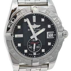 Breitling Black Stainless Steel Diamonds Galactic A37330 Men's Wristwatch 36 mm