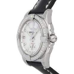 Pre Owned Breitling MOP Diamonds Stainless Steel Galactic A3733053/A788 Women's Wristwatch 36 MM