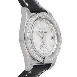 Pre Owned Breitling MOP Diamonds Stainless Steel Galactic A3733053/A788 Women's Wristwatch 36 MM