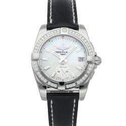 Pre Owned Breitling MOP Diamonds Stainless Steel Galactic A3733053/A788 Women's Wristwatch 36 MM