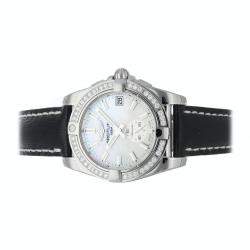 Pre Owned Breitling MOP Diamonds Stainless Steel Galactic A3733053/A788 Women's Wristwatch 36 MM