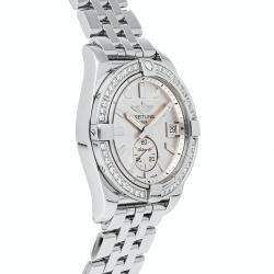 Breitling Silver Diamonds Stainless Steel Galactic A3733053/G706 Women's Wristwatch 36 MM
