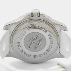 Pre Owned Breitling White Stainless Steel Rubber Superocean II A17312D2 Women's Wristwatch 36 mm