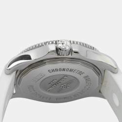 Pre Owned Breitling White Stainless Steel Rubber Superocean II A17312D2 Women's Wristwatch 36 mm