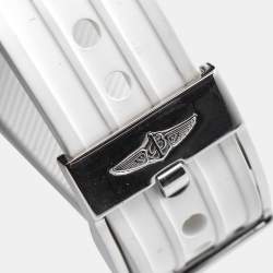 Pre Owned Breitling White Stainless Steel Rubber Superocean II A17312D2 Women's Wristwatch 36 mm