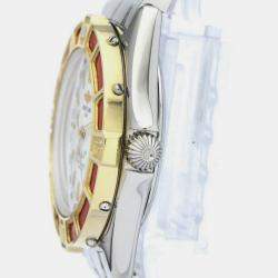 Pre Owned Breitling White 18k Yellow Gold And Stainless Steel Lady J D52065 Quartz Women's Wristwatch 30 mm