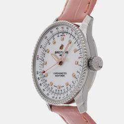 Breitling White Shell Stainless Steel Navitimer A17395211A1P3 Automatic Women's Wristwatch 35 mm