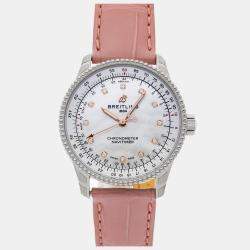 Breitling White Shell Stainless Steel Navitimer A17395211A1P3 Automatic Women's Wristwatch 35 mm