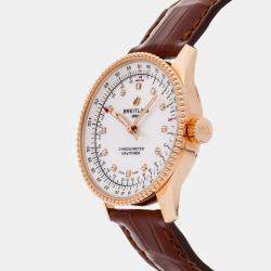 Breitling White Shell 18k Rose Gold Navitimer Automatic Women's Wristwatch 35 mm