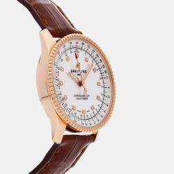 Breitling White Shell 18k Rose Gold Navitimer Automatic Women's Wristwatch 35 mm