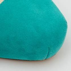 Pre Owned Brian Atwood Turquoise Blue Suede Platform Slingback Pumps Size 35