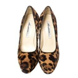 Brian Atwood Brown/Black Animal Print Calf Hair Platform Pumps Size 37