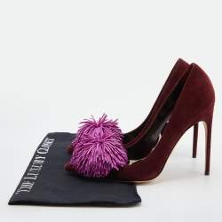 Brian Atwood Burgundy/Pink Suede Fringed Pointed Toe Pumps Size 38