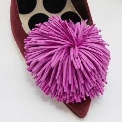 Brian Atwood Burgundy/Pink Suede Fringed Pointed Toe Pumps Size 38