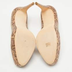 Brian Atwood Brown/Beige Cork Print Platform Pumps Size 41