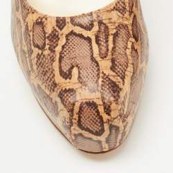 Brian Atwood Brown/Beige Cork Print Platform Pumps Size 41