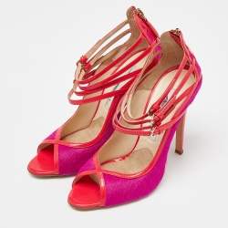 Brian Atwood Pink Calf Hair and Patent Leather Stellah Pumps Size 37.5