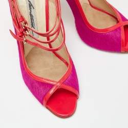 Brian Atwood Pink Calf Hair and Patent Leather Stellah Pumps Size 37.5