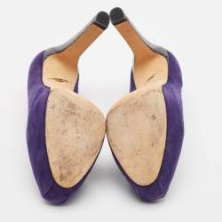 Brian Atwood Purple Python Leather and Suede Platform Pumps Size 39